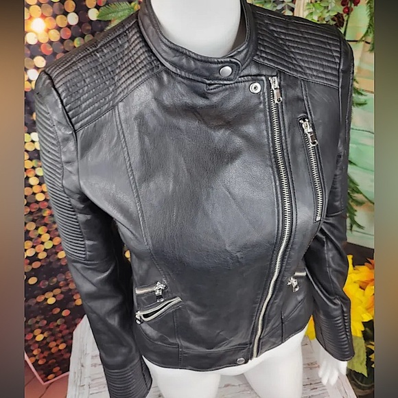ZARA Faux Leather Moto Jacket, Biker Jacket - Picture 2 of 8
